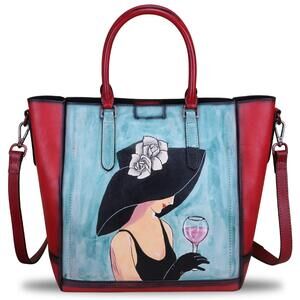 9759 Leather Handbags Vintage Handmade Tote Purse Cowhide Shoulder Bag